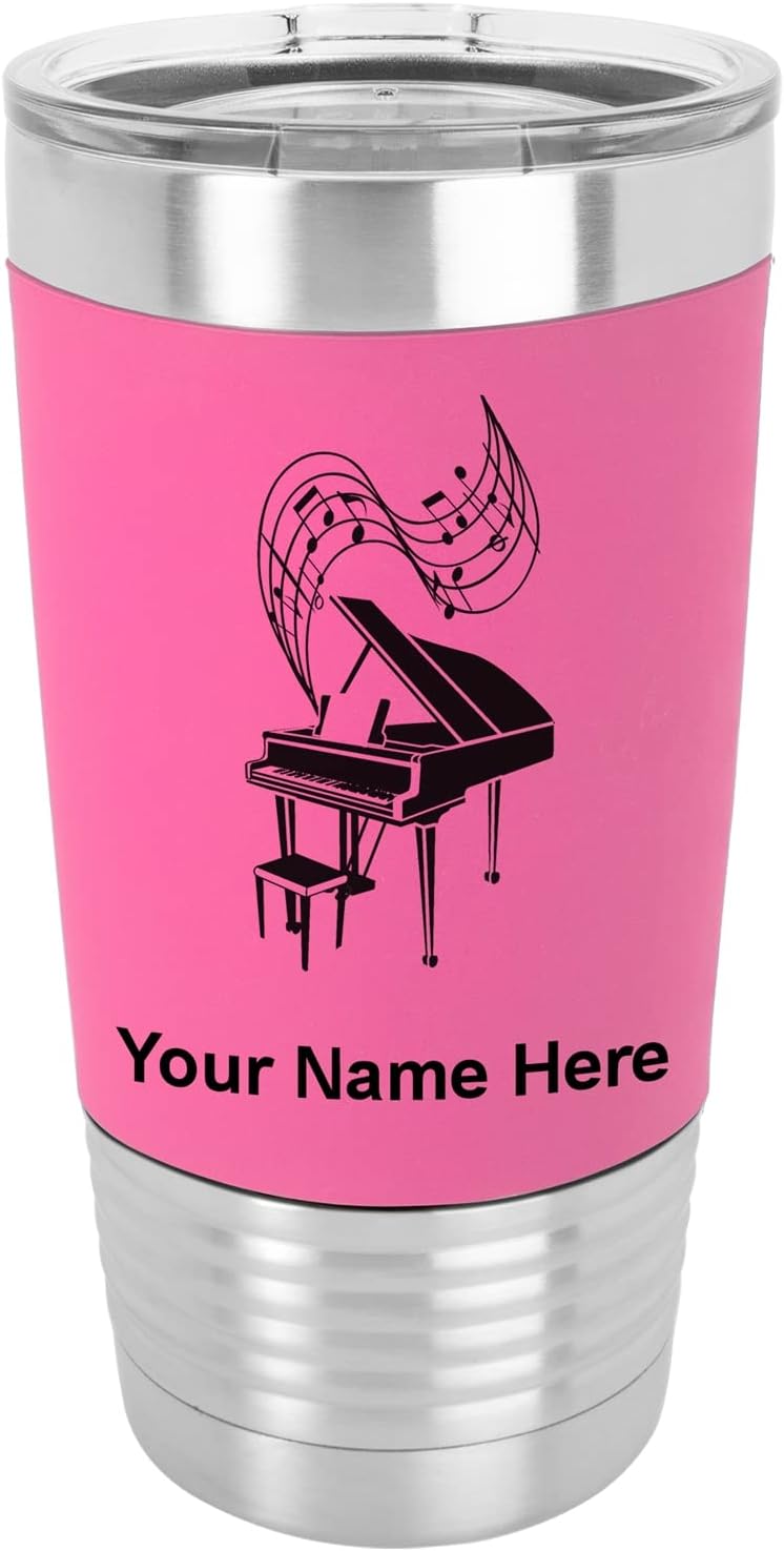 LaserGram 20oz Vacuum Insulated Tumbler Mug, Grad Cap Class of 2024, 2025, 2026, 2027, 2028, Personalized Engraving Included (Silicone Grip, Pink)