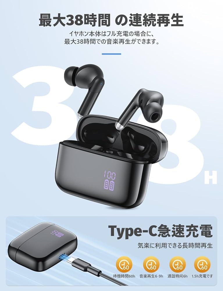 Amazon.co.jp: ワイヤレスイヤホン bluetoothイヤホン AIスマート ENC