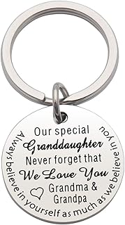Grandparents to Granddaughter Gifts Never Forget That We Love You Keychain Inspirational Gift for Granddaughter