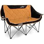 FAIR WIND Oversized Fully Padded Camping Chair Folding Loveseat Camping Couch Double Duo Chair Heavy Duty Quad Fold Arm Chair with Cup Hold - Supports 650 LBS Orange