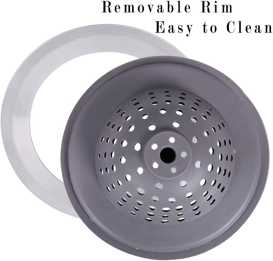 Stainless Silicone Kitchen Sink Strainer,Drain Protector,Prevent Clogging,Large Wide Rim 4.5 inch Diameter,Tools Home Improvement,pack of 2 (Gray)