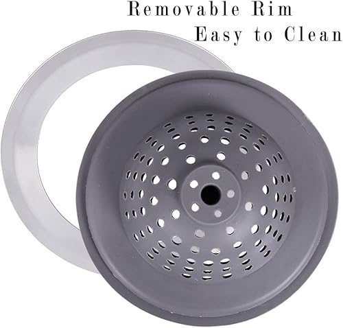 Miniatura 3 de Colador de silicona inoxidable para fregadero de cocina, protector de drenaje, evita obstrucciones, borde ancho grande de 4.5 pulgadas de diámetro,