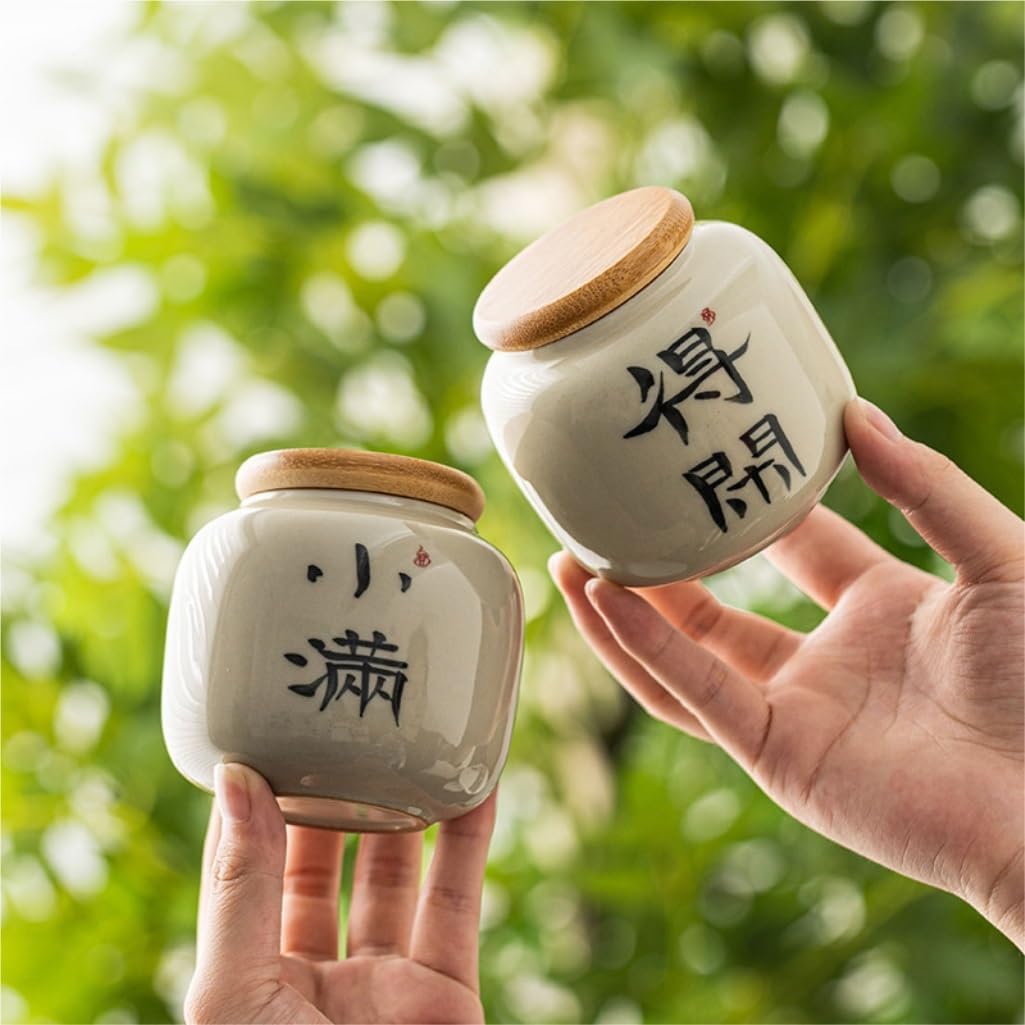 SONGCHAO Sugar Jar Bulk Tea Storage Container Ceramic Candy Nut Sealed Jar Home Kitchen Food Storage Jar Empty Jar Small Portable Tea Canister (Color : E)