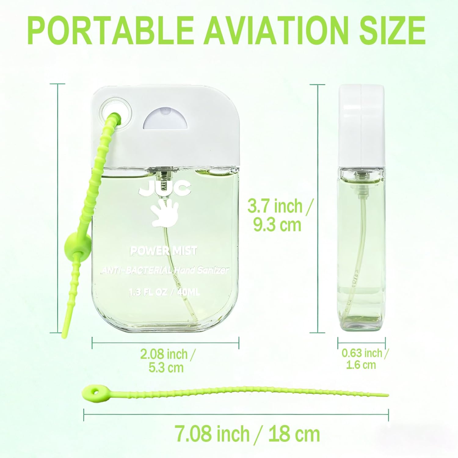 JUC Power Mist Hand Sanitizer Spray – 1.3fl.oz Mint Scent