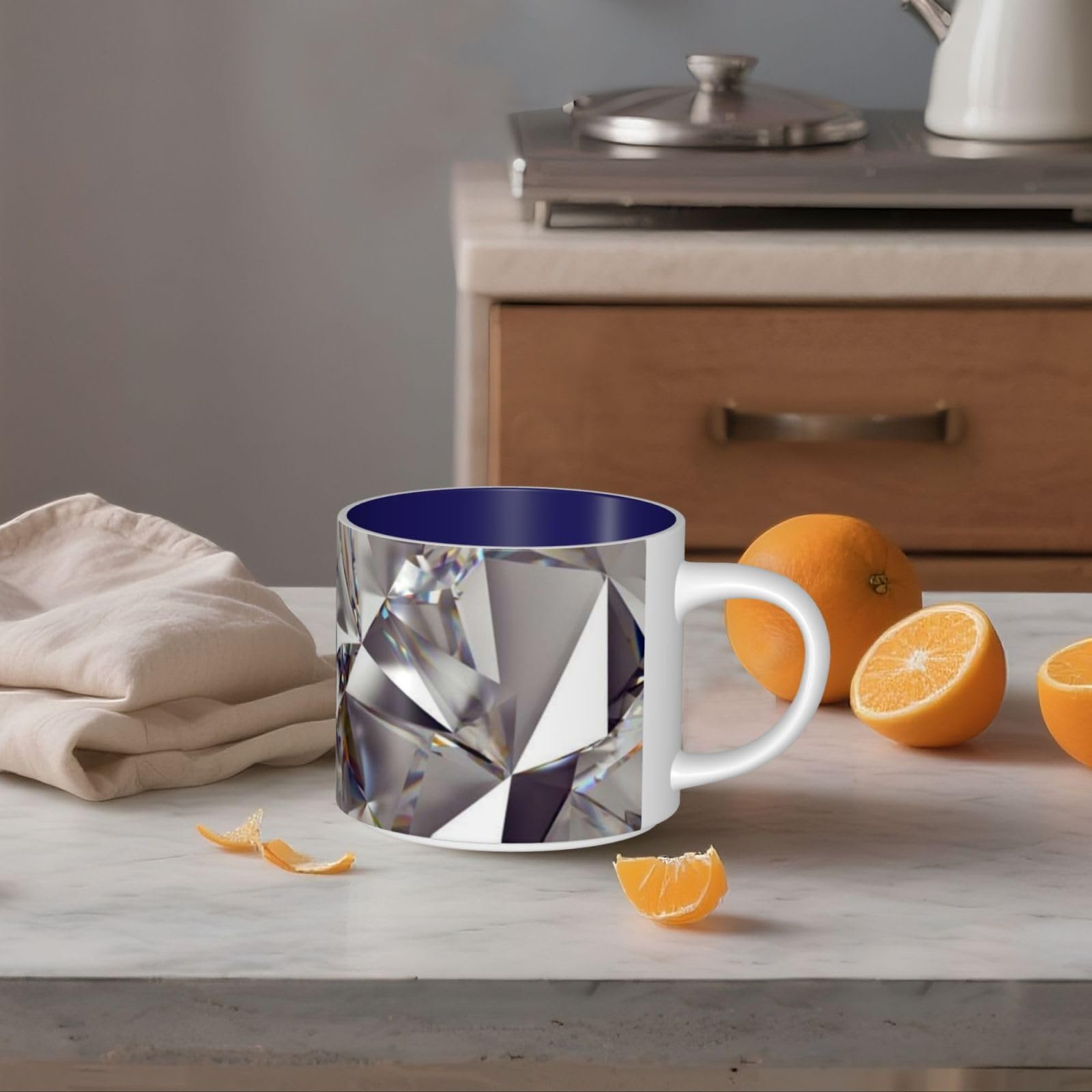 Diamentowy wzór drukowane kubki ceramiczne o dużej pojemności kubek do kawy