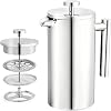 Small French Press Coffee Maker 12oz350 ML, Stainless Steel Double Walled Insulated Coffee Press for Traveling, Office, or Home, Silver