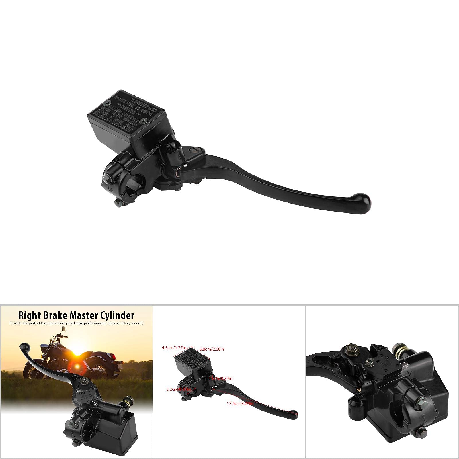 Cilindro del freno, 7/8 "22 mm Leva della frizione anteriore destra del motociclo Cilindro maestro Cilindro maestro del freno destro sostituzione per YFZ450 YFM(Nero)