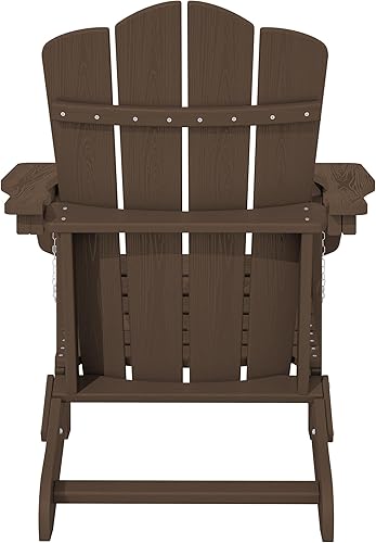 Vista 93 de KINGYES - Silla Adirondack plegable, sillas de patio de polietileno de alta densidad para todo tipo de clima, silla de césped con textura de madera