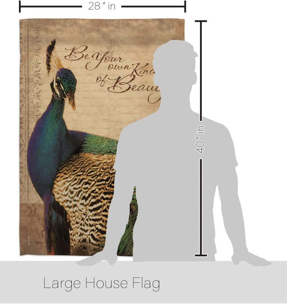 Breeze Decor - Peacock Garden Friends - Everyday Impressions Decorative Vertical House Flag 28" x 40" Printed in USA