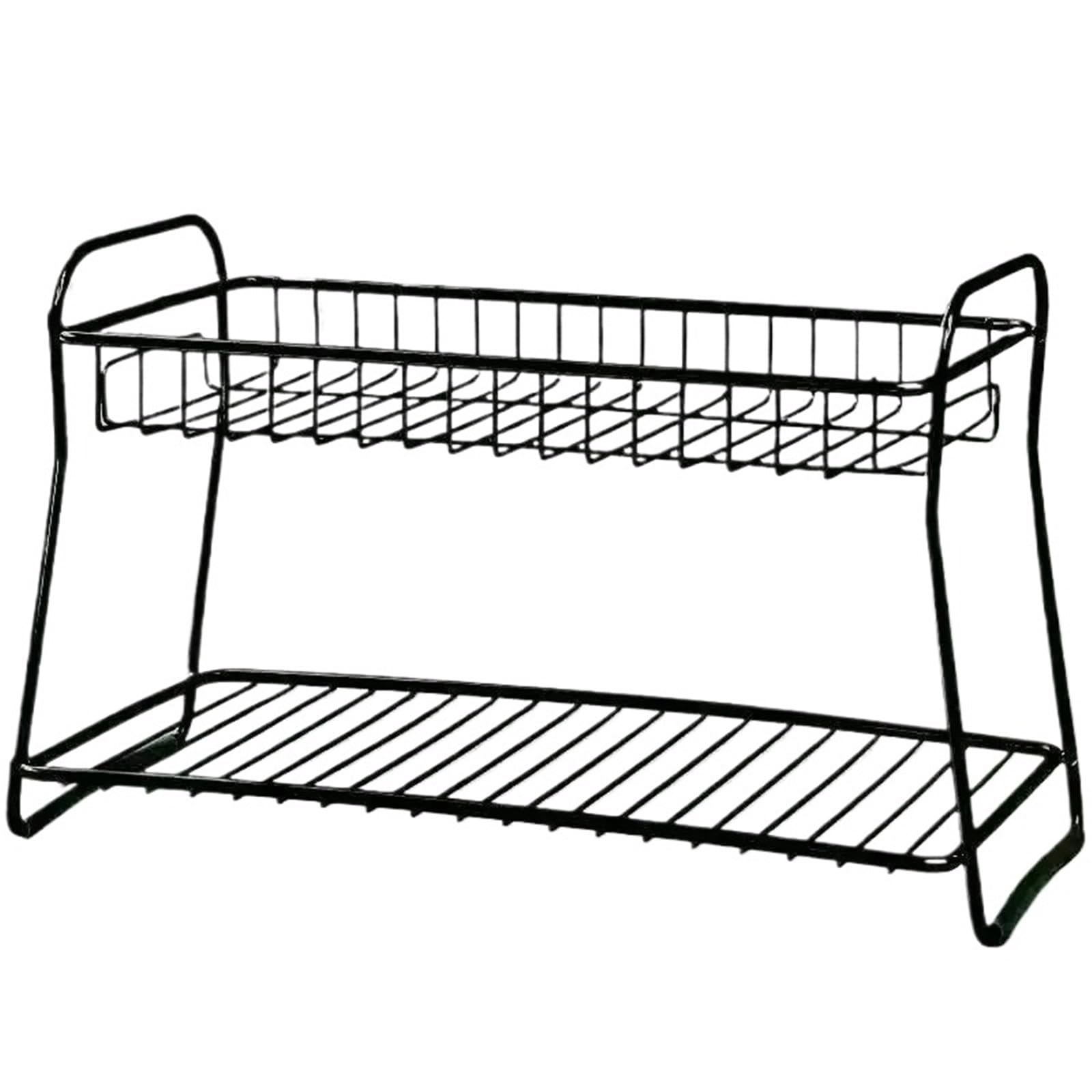 GYTTDERFL Kitchen Shelves Kitchen Countertop Storage Rack Spice Shelf Versatile Stainless Steel Storage Basket for Bathroom Toiletries Cup Organizer Racks(B black 1pcs)
