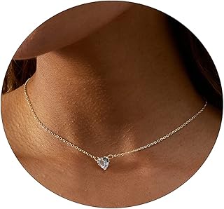 Dainty CZ Diamond Neckalce for Women Delicate Cubic Zirconia Pendant Necklaces 14k Gold Plated Handmade Necklace Rose Gold Tiny Diamond Charms Everyday Jewelry Gift