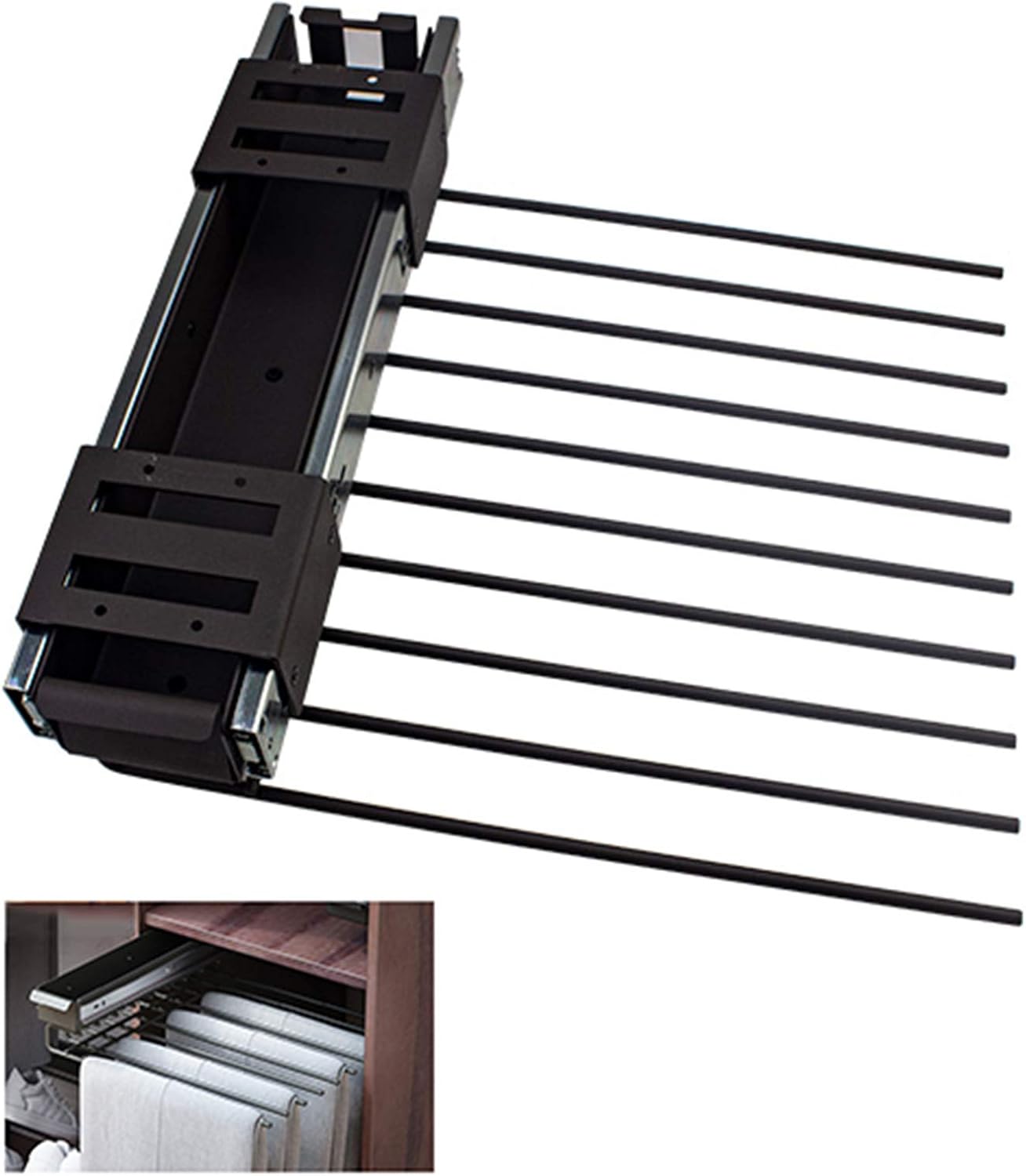 Gnova Black Pull Out Pants Rack 10 Bar,Top Mount