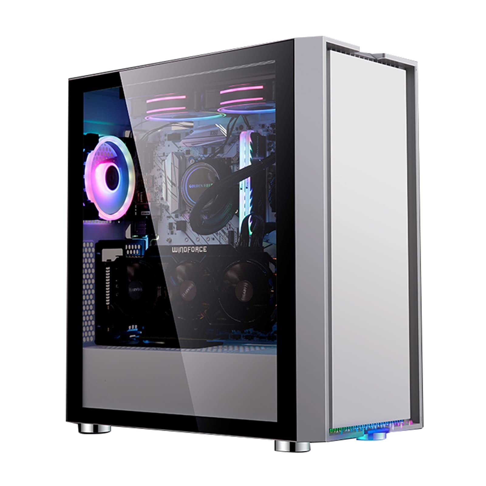 Komputerowa Obudowa, Mid-Tower ATX/M-ATX/ITX Case Gaming PC, W Pełni Przezroczysty Panel Boczny, 8 Pozycji Wentylatora, Chłodzenie Pomocy Technicznej