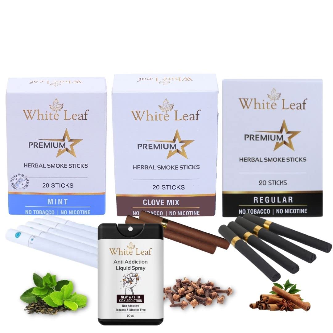 Buy White Leaf Herbals Mint, Clove & Regular Flavour Cigarette, Tobacco