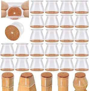 24 Pcs Chair Leg Floor Protectors for Hardwood Floors Silicone Covers to Protect Wood Tile Floors Felt Pads Furniture Leg Caps Anti-Scratch Reduce Noise (Fit:1.3"-2")