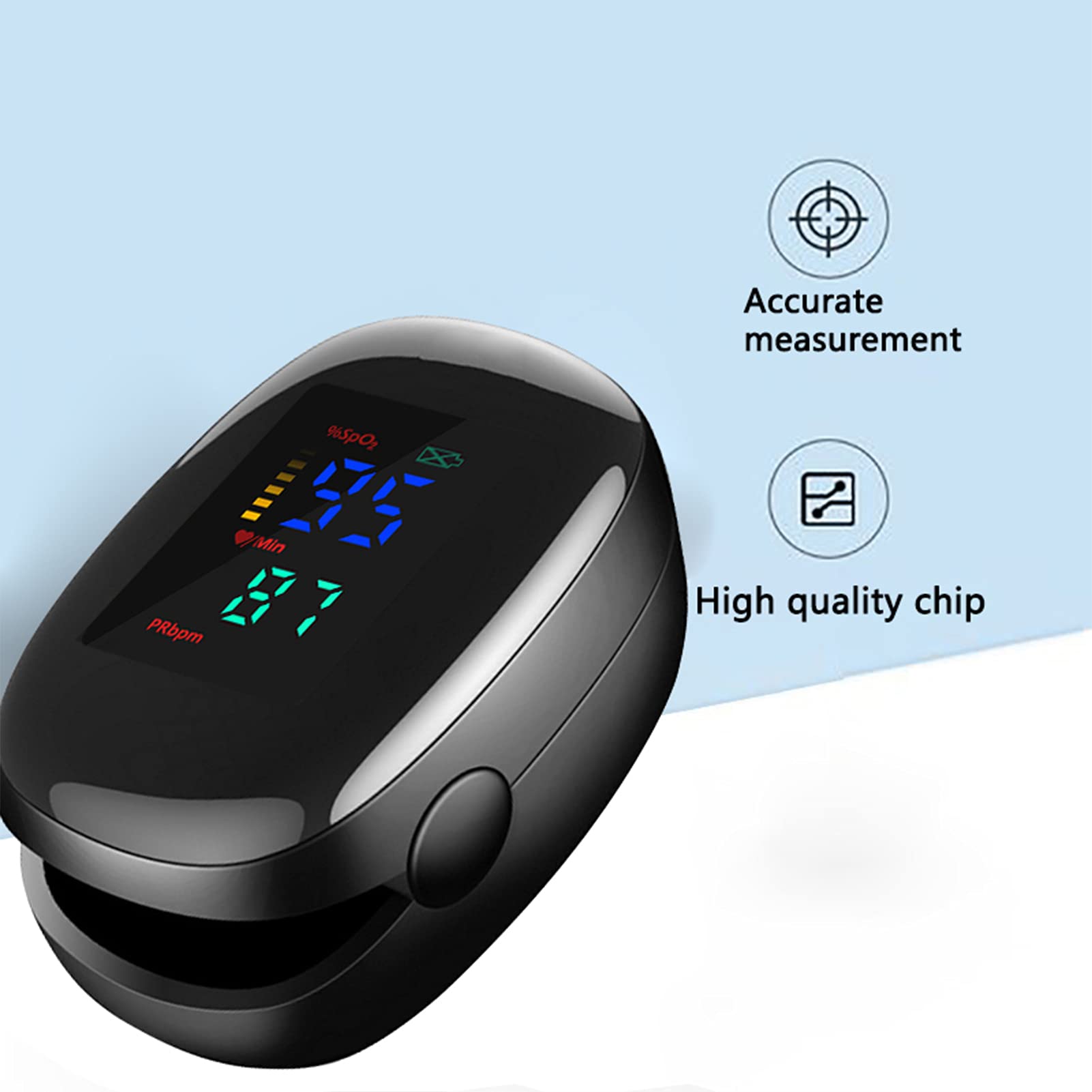 MBROS Oxímetro de Pulso de Dedo para el hogar LED, monitores de saturación de Dedo de Nivel de oxígeno para Adultos y niños, Monitor de frecuencia cardíaca probador de Pulso de Dedo
