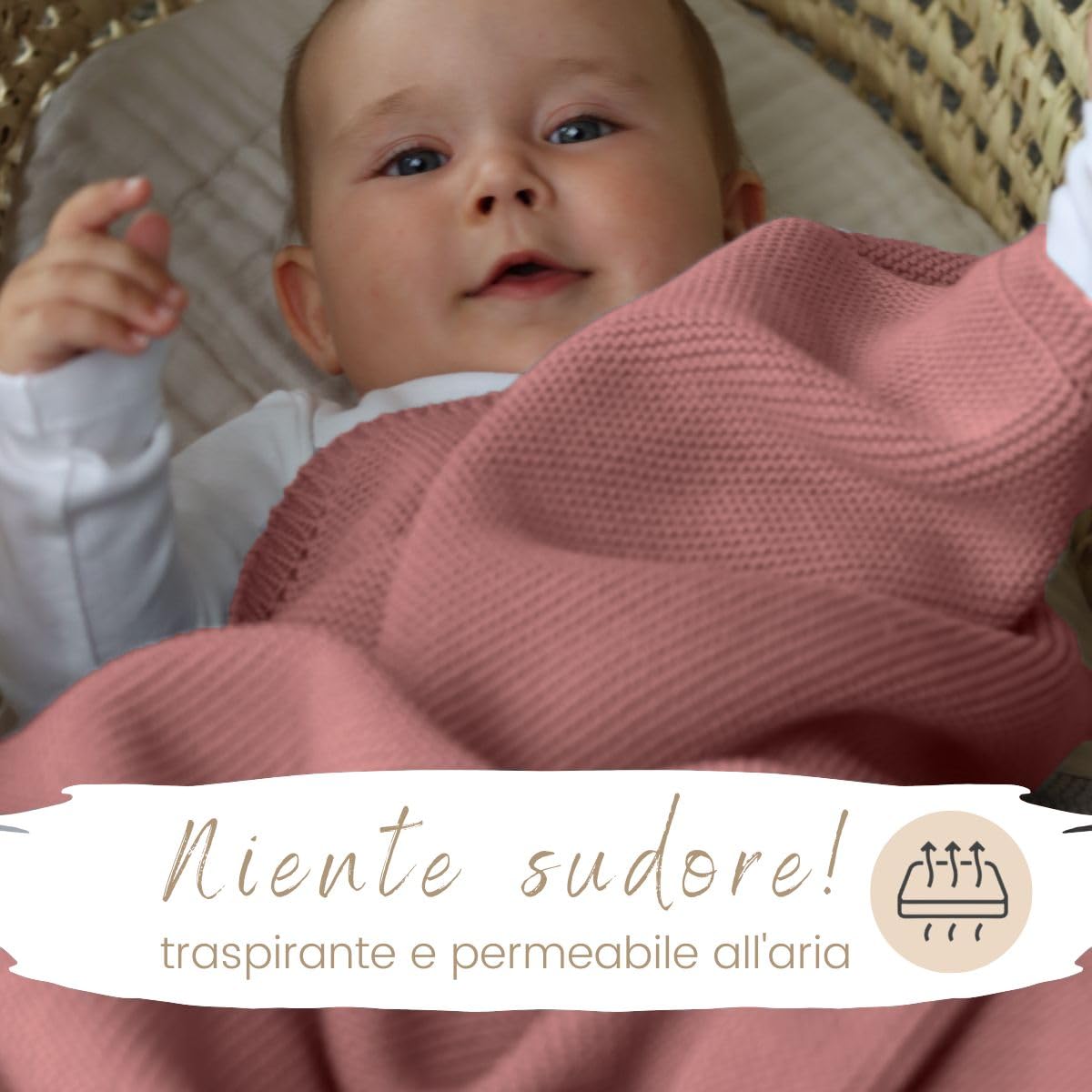 DIKOS® Coperta per neonati, 100% cotone biologico, coperta per neonati, per tutto l'anno, coperta per bambini, idea regalo per la nascita (bacca)