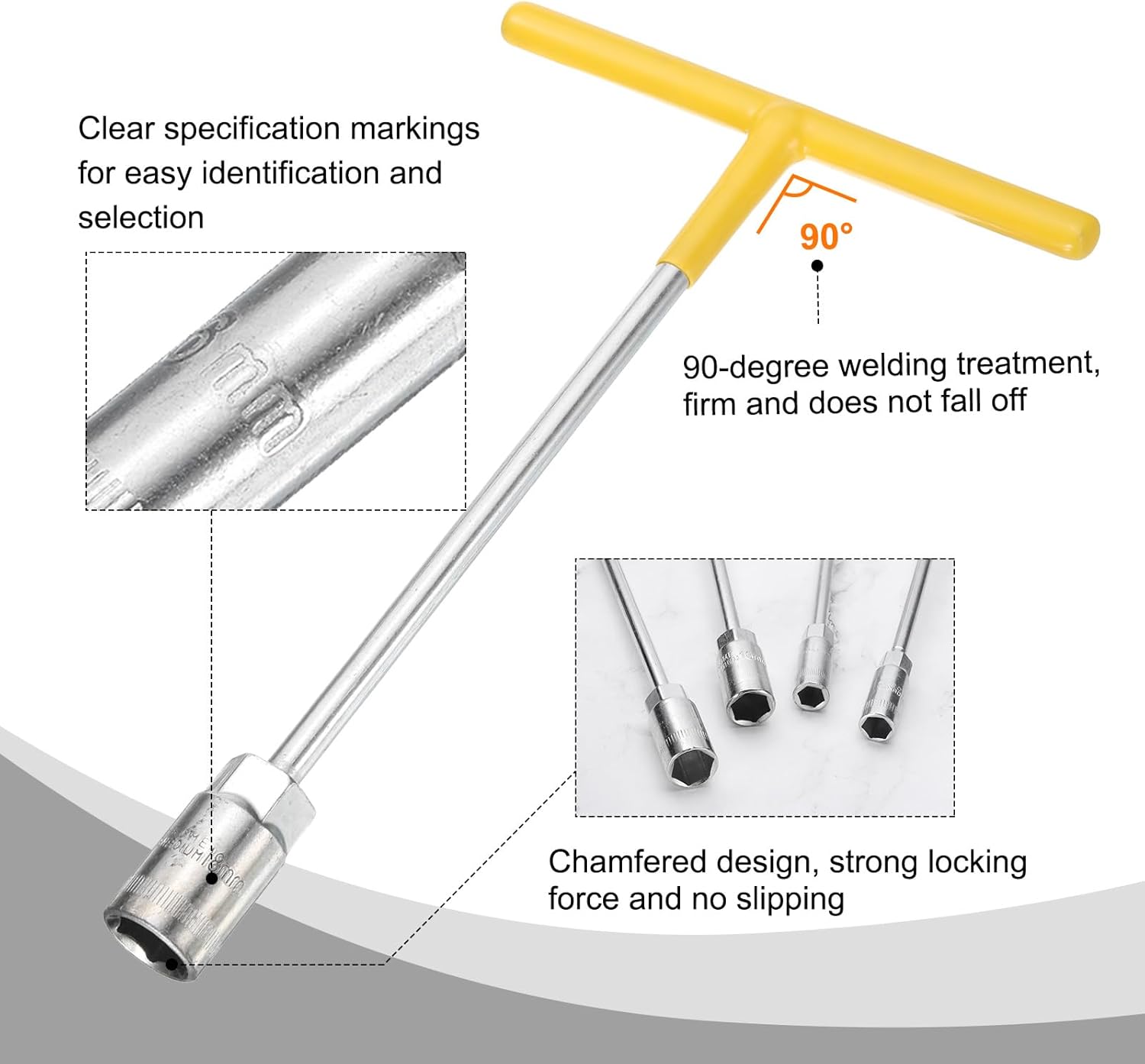 HARFINGTON T-Handle Metric Socket Wrench 18mm High Carbon Steel 6-Point Hex Hexagon T-Shape Spanner with Non-Slip Handle for Motorcycle Bicycle Car Repair