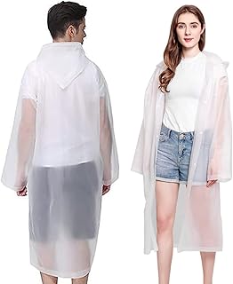 Pack of 2 Rain Poncho, Waterproof Raincoat for Men and Women, Breathable EVA Raincoat, Reusable Rainwear, for Cycling, Hiking, Fishing, Camping