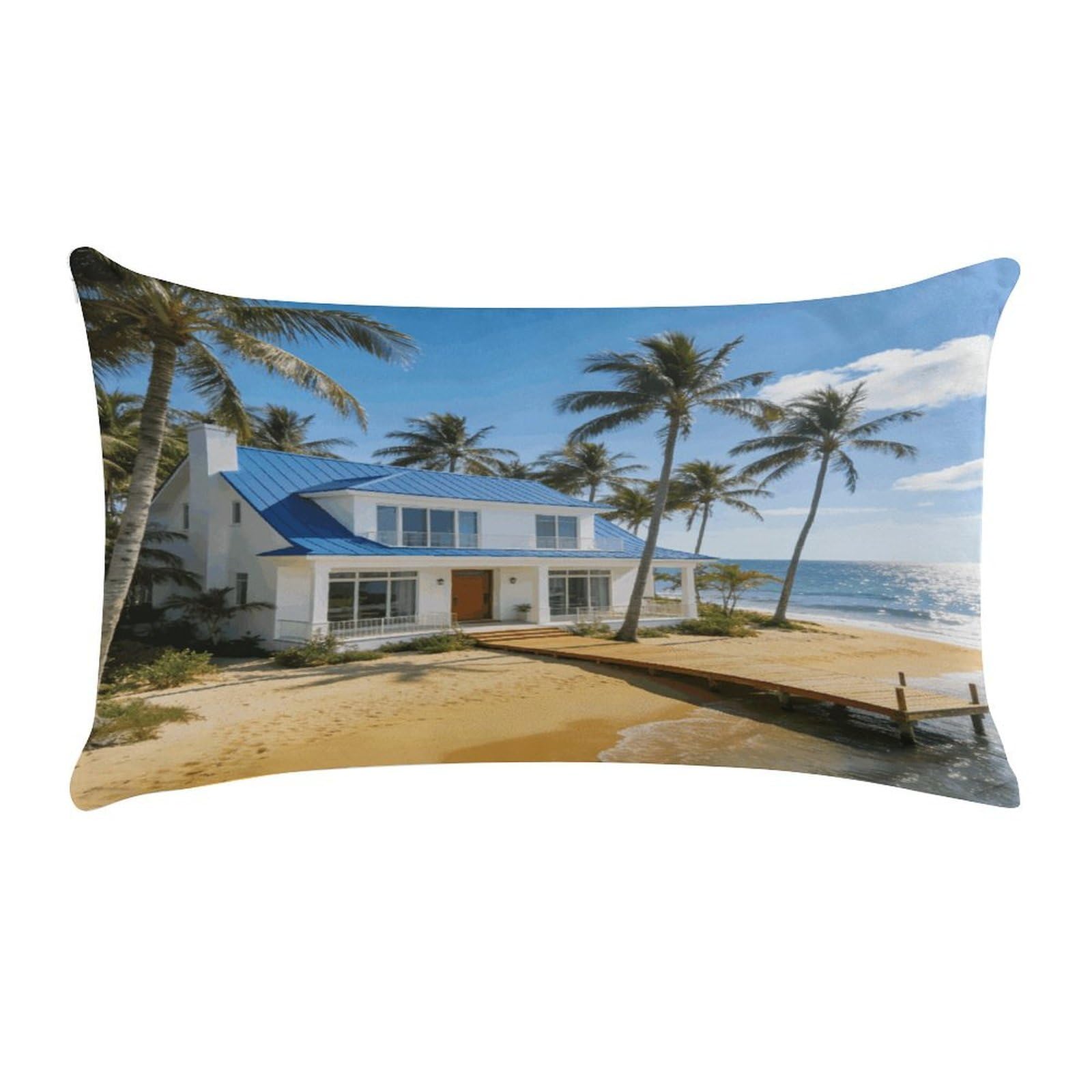 Khauerbc Style Blue Sea White Housepillow Cases Standard,Ultra Soft Microfiber Pillowcase With Zipper Closure,Bed Pillowcases Cover With Zipper For Bedroom, Sofa, Couch.