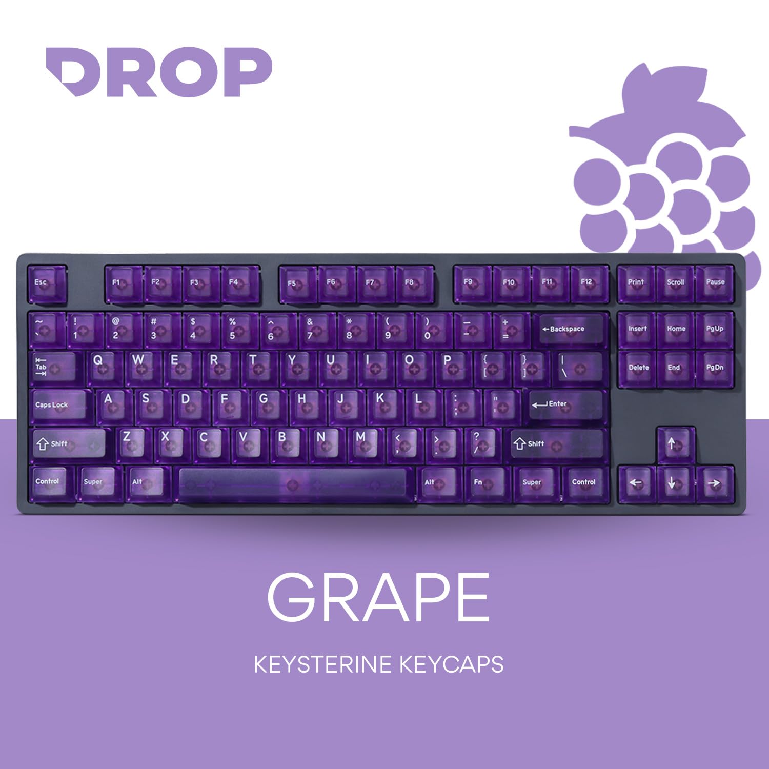 DROP MITO KEYSTERINE MDX-37123-7 Clear Key Cap Set R2 Grape ABS Key Cap Cherry MX Key Switch Beauty