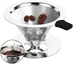 Coador de Café Premium Inox 304 | Filtro Reutilizável Pour Over Tamanho 101 | Sem Papel, Dupla Malha, Sustentável Para 1-2 Xícaras