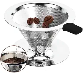 Coador de Café Premium Inox 304 | Filtro Reutilizável Pour Over Tamanho 101 | Sem Papel, Dupla Malha, Sustentável Para 1-2 Xícaras