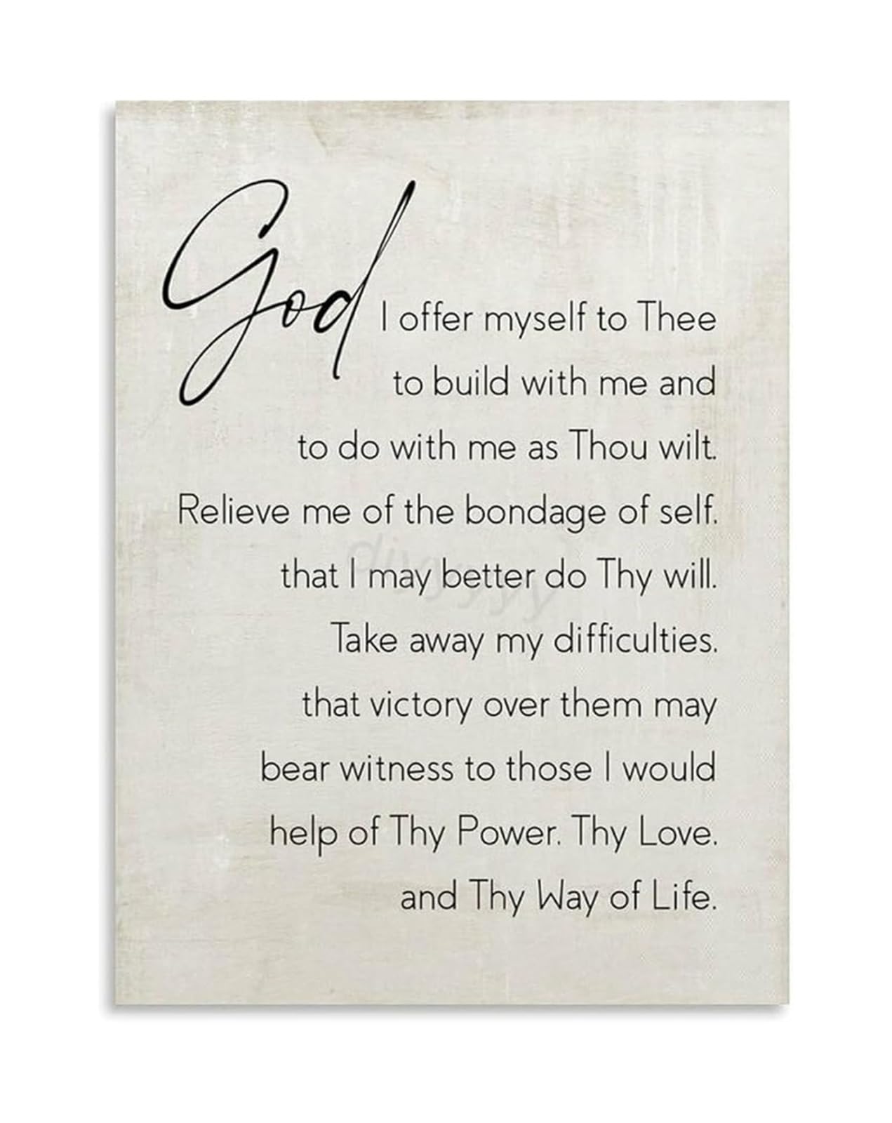 ZDVHOMCB Vintage Third Step Prayer Canvas Wall-Art Spiritual Quote for Recovery Journey Home Decor Framed,12x18inch(30x45cm)