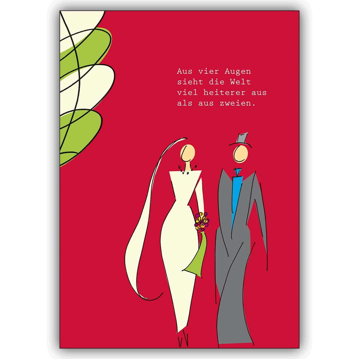Kartenkaufrausch 16 Hochzeitskarten (16er Set): Illustrierte Hochzeits Glückwunschkarte mit Brautpaar und Spruch • schöne Grußkarte mit Umschlag, hochwertig und schön