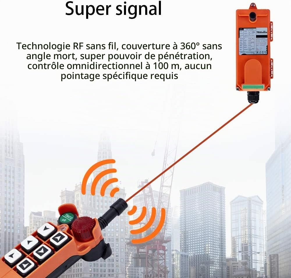 MXBAOHENG Télécommande F21-E1 Grue de Contrôle sans Fil Industrielle AC/DC 1 Emetteur et 1 Récepteur 220V