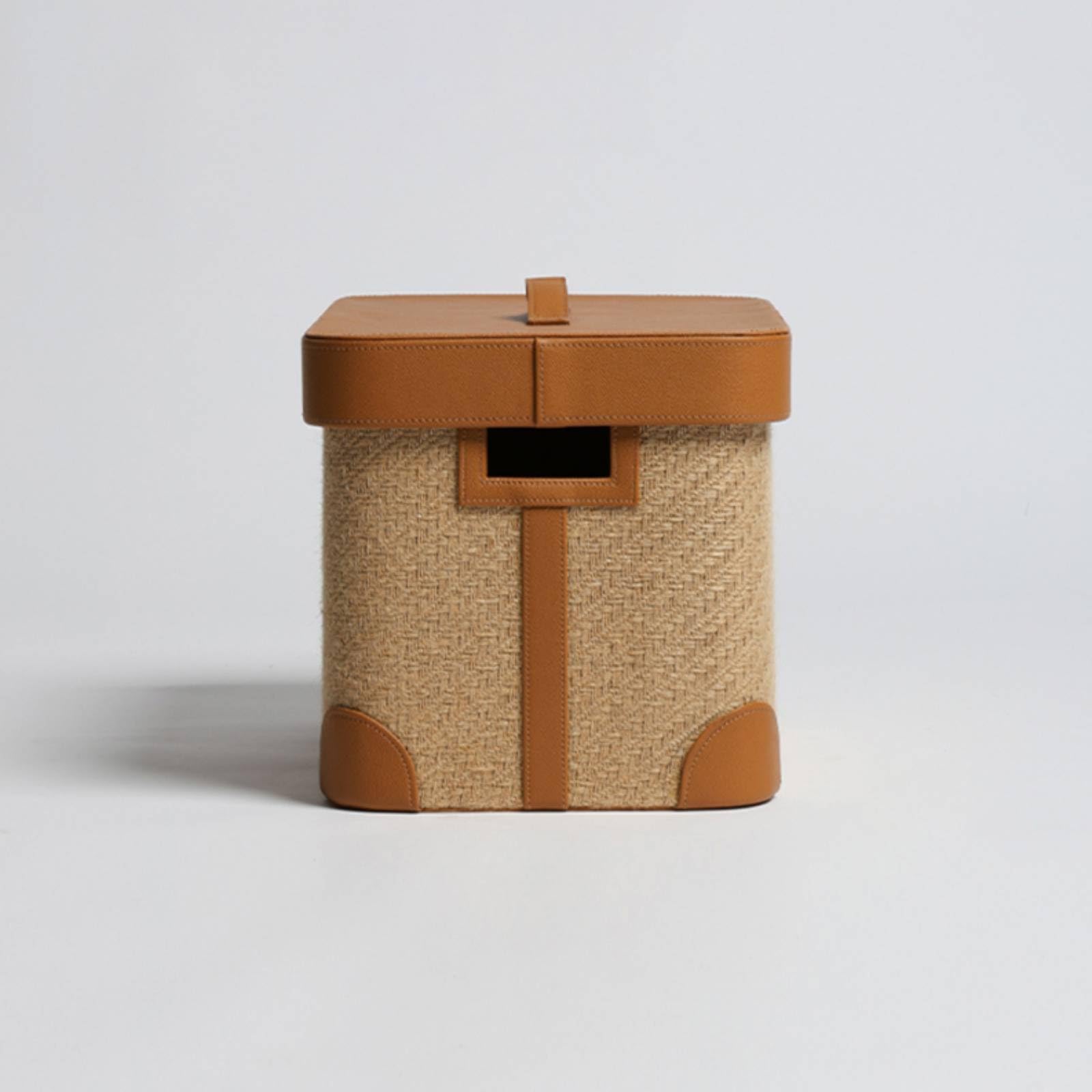 Caja Tejida Hecha a Mano Caja con Asa Tejido Suave Organizador, Naranja, Grande
