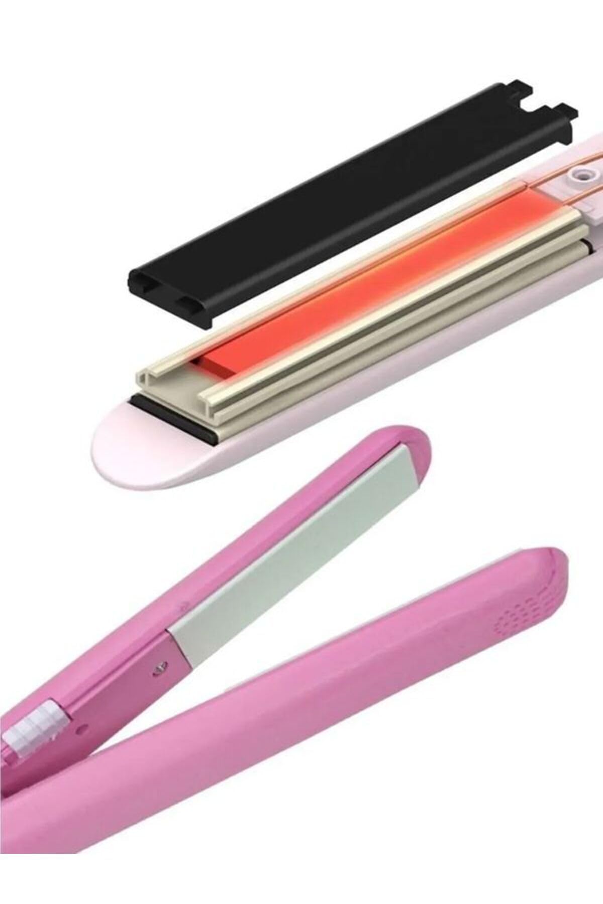 esareticaret Seyahat Tipi Mini Saç Maşası, Bukle Yapıcı, Seramik Plakalı, Pembe