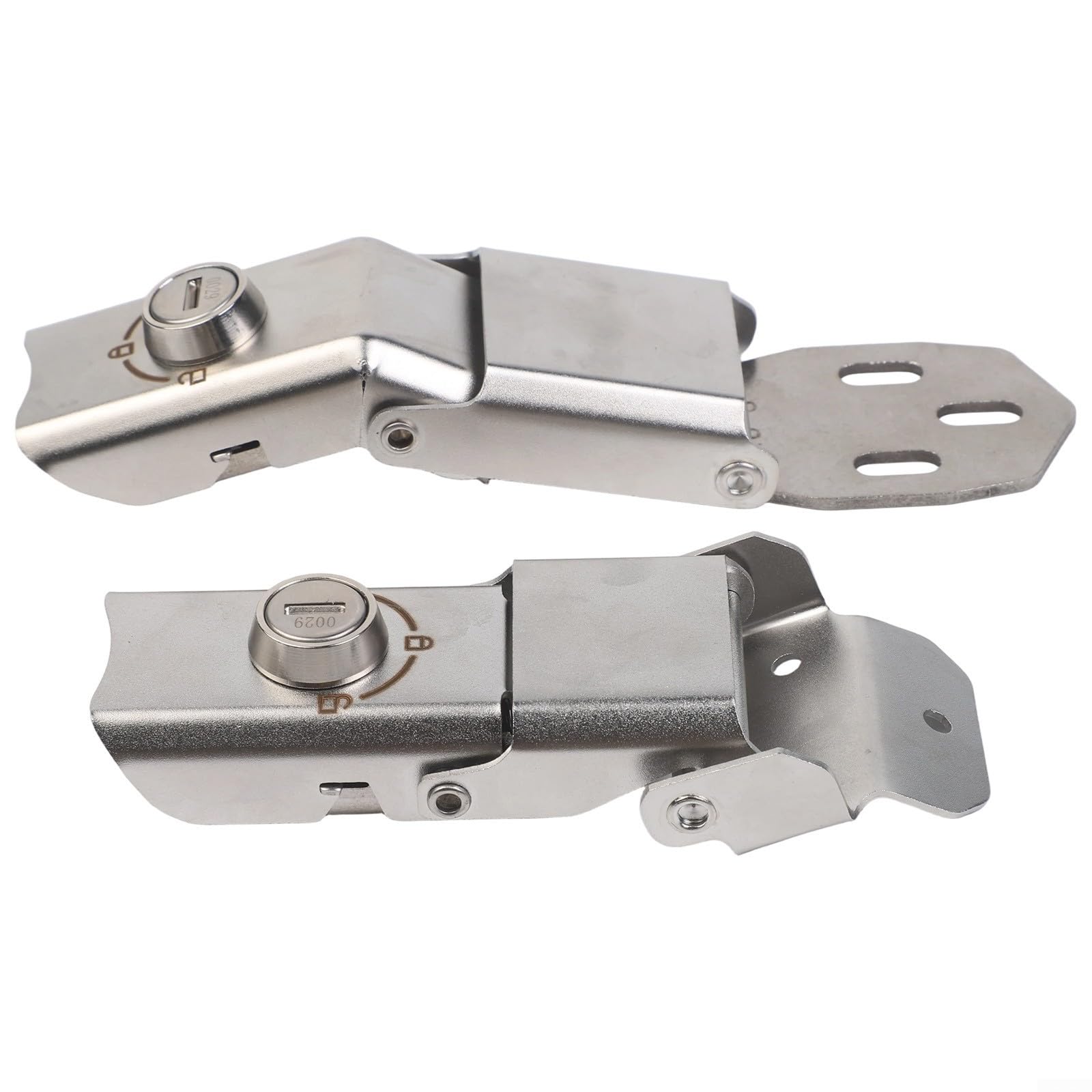 Verrou de coffre arrière en alliage d'aluminium : verrouillage rapide anti-bruit pour boîtier de moto avec coussinet en caoutchouc antidérapant – Plaque inférieure à boucle double tête pour scooter (2