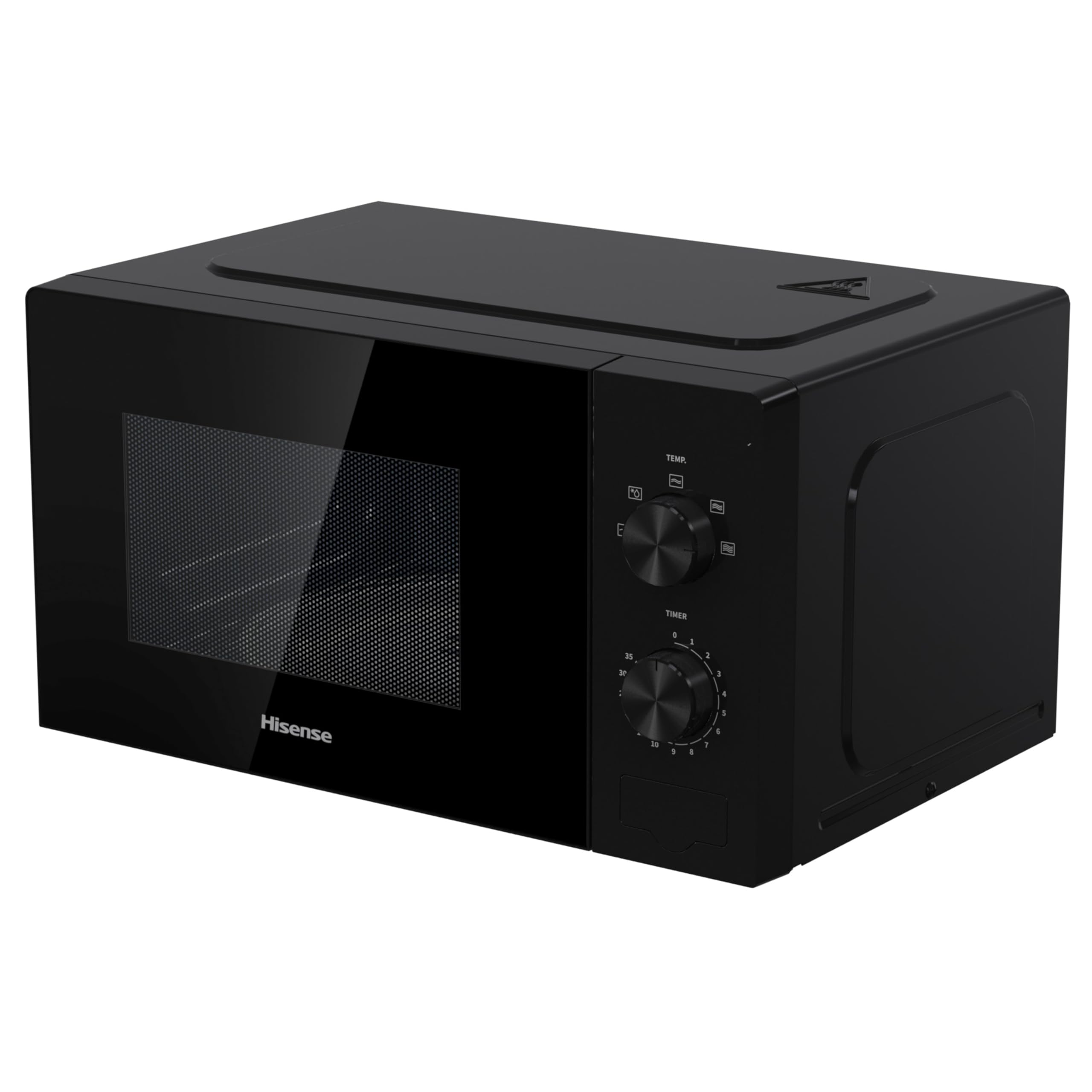 Hisense H20MOBP1 Forno a Microonde, Nero con Manopole, Capacità 20 litri, 5 Livelli di Potenza, Vetro Ceramica, Funzioni Timer e Defrost Rapido