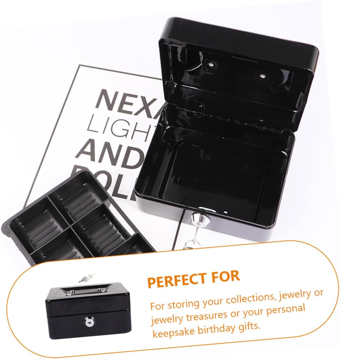 DOITOOL 1 Set Box Organizer Boxes Black Lock Boxes Lock Boxes for Personal Items Steel Small Metal Boxes