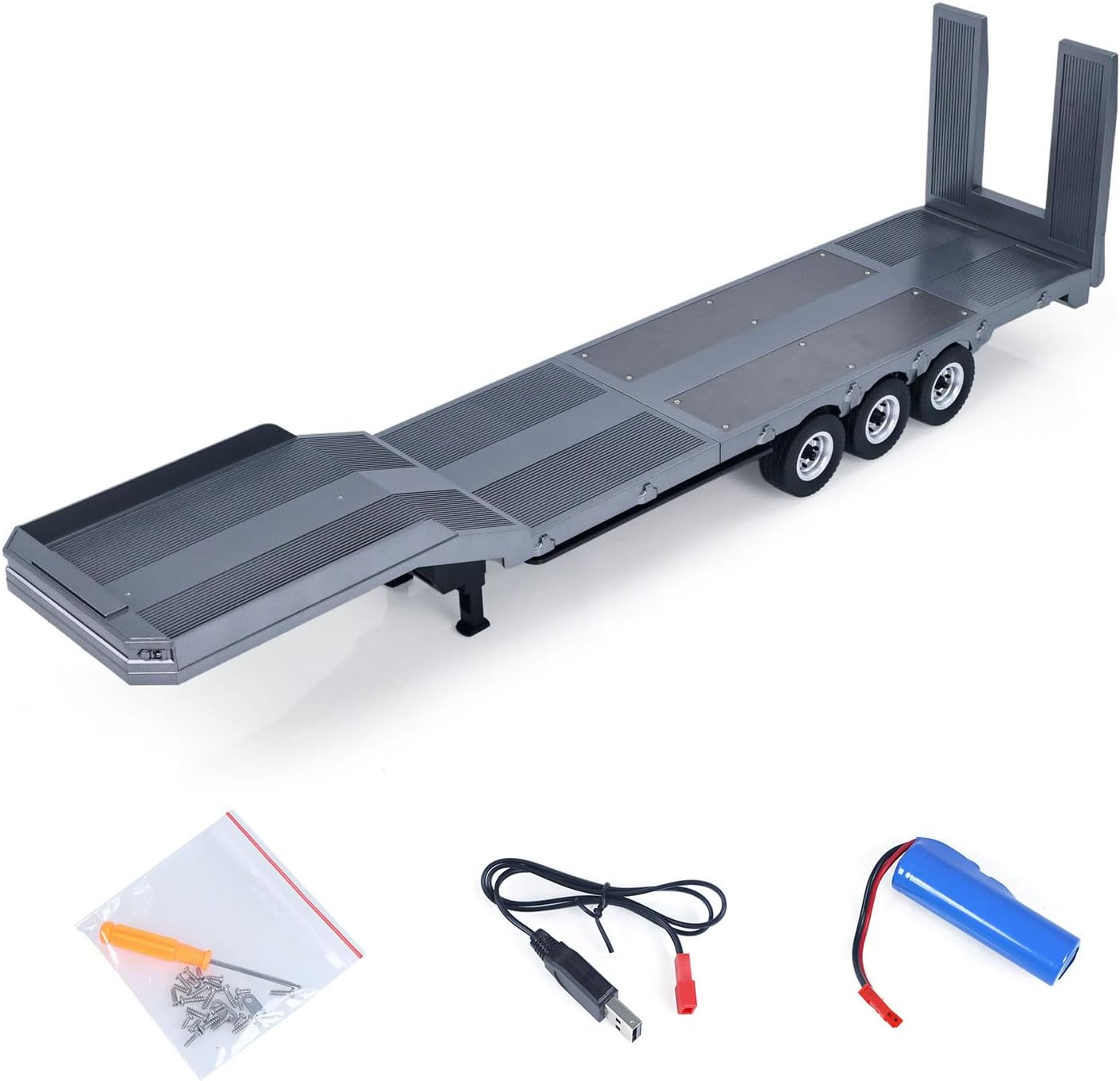 TOUCAN RC HOBBY US in Stock 73.5CM Plastic Semi Trailer Flatbed 1502 for 1/18 Remote Control Tractor Truck HUINA 1501 Electronic Support Legs Tail Board New Year Gift