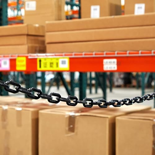 Miniatura 4 de Stockroom Plus Cadena de plástico – 100 pies, eslabones de cadena de plástico negro – Barrera de seguridad para valla, entrada, estacionamiento