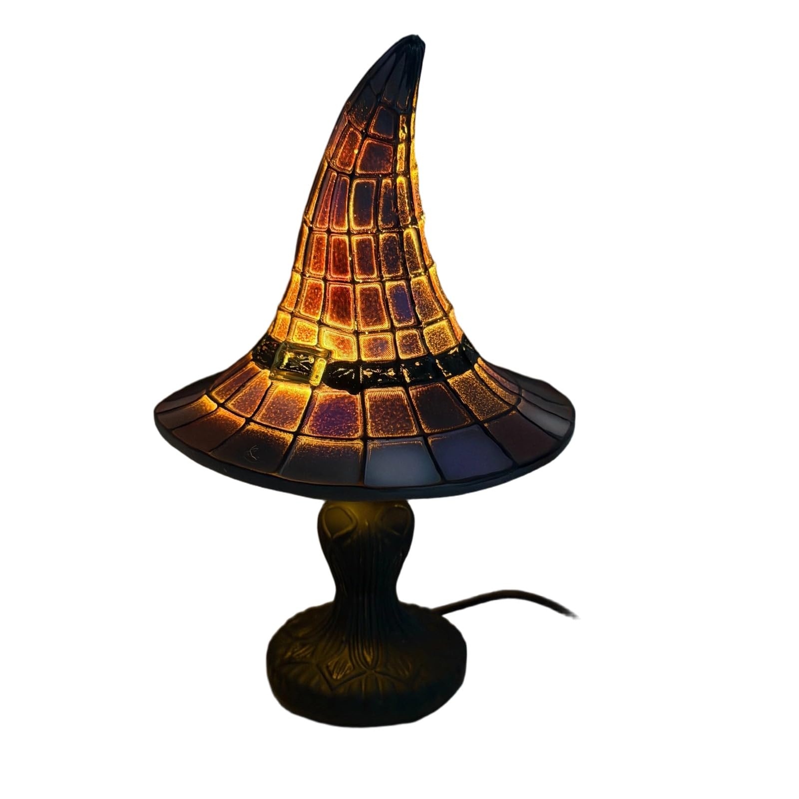 Stained Glass Witch Hat Lamp Retro Resin USB Powered