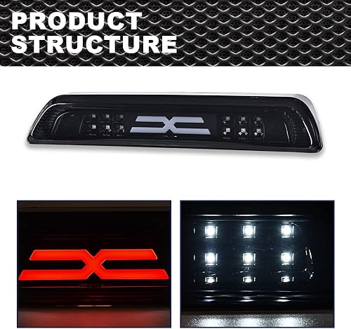 Miniatura 5 de Luces de freno tipo X compatibles con Toyota Tundra 2007 2008 2009 2010 2011 2012 2013 2014 2015 2016 2017 2018 Toyota Tundra trasera 3 tercera