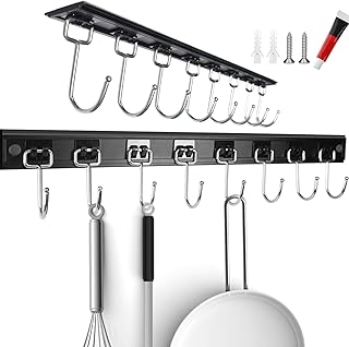 2PCS Utensil Racks with 8 Hooks 17 Inch Kitchen Utensil Holders Hanging ...