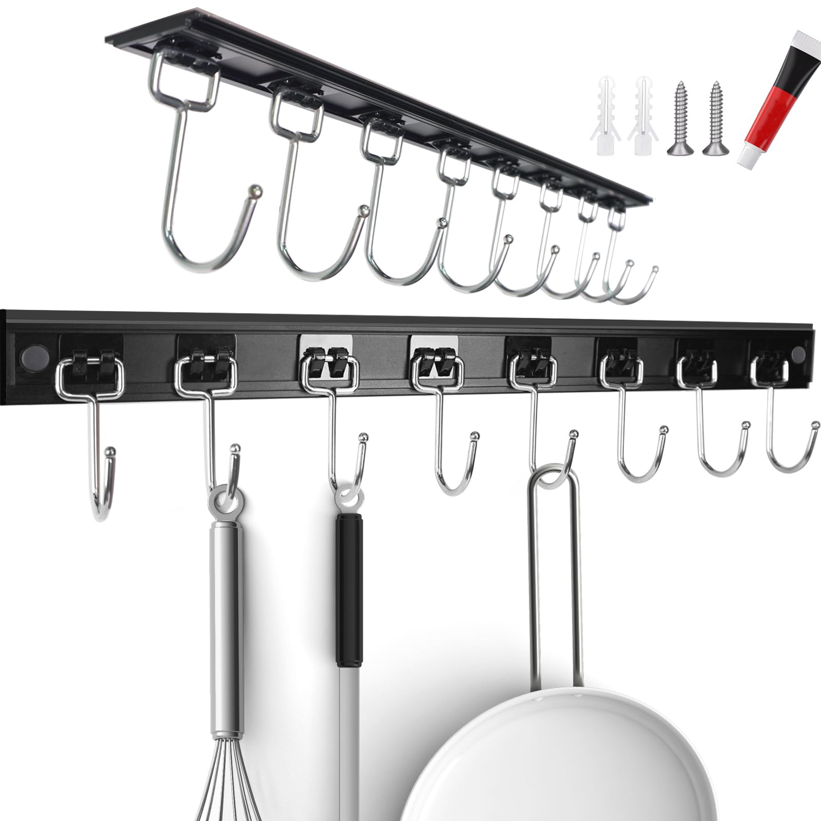 2pcs utensil racks with 8 hooks 17 inch kitchen utensil holders hanging utensil rack multifunctional 17 inch