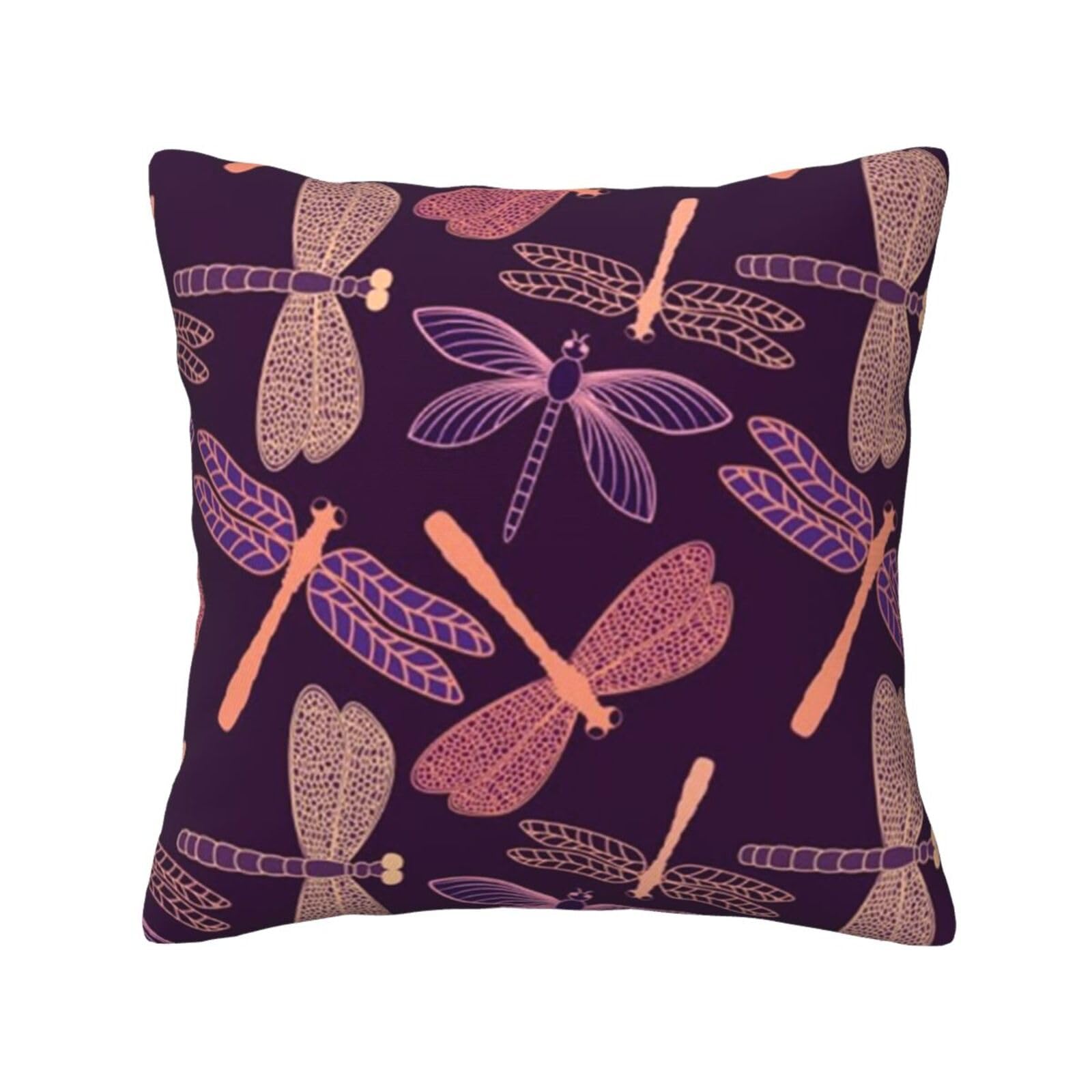 FFSHKOWE purple dragonfly Decorative Throw Pillow Cover Double-Sided Printed Cushion Cover for Sofa Couch Bed Chair 40 x 40cm