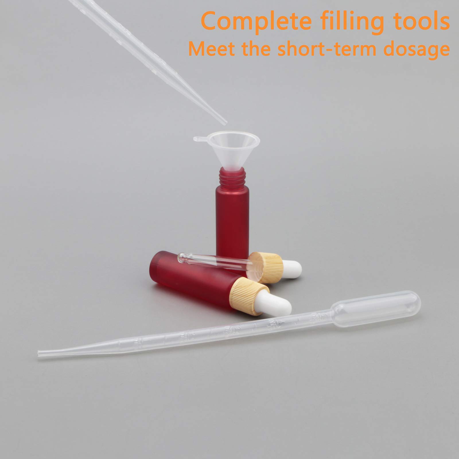 Ellbest 10ml Essential Oil Glass Bottle 10pcs Colorful With Eye Dropper for Travel, Carrying Outside (Matte Red)