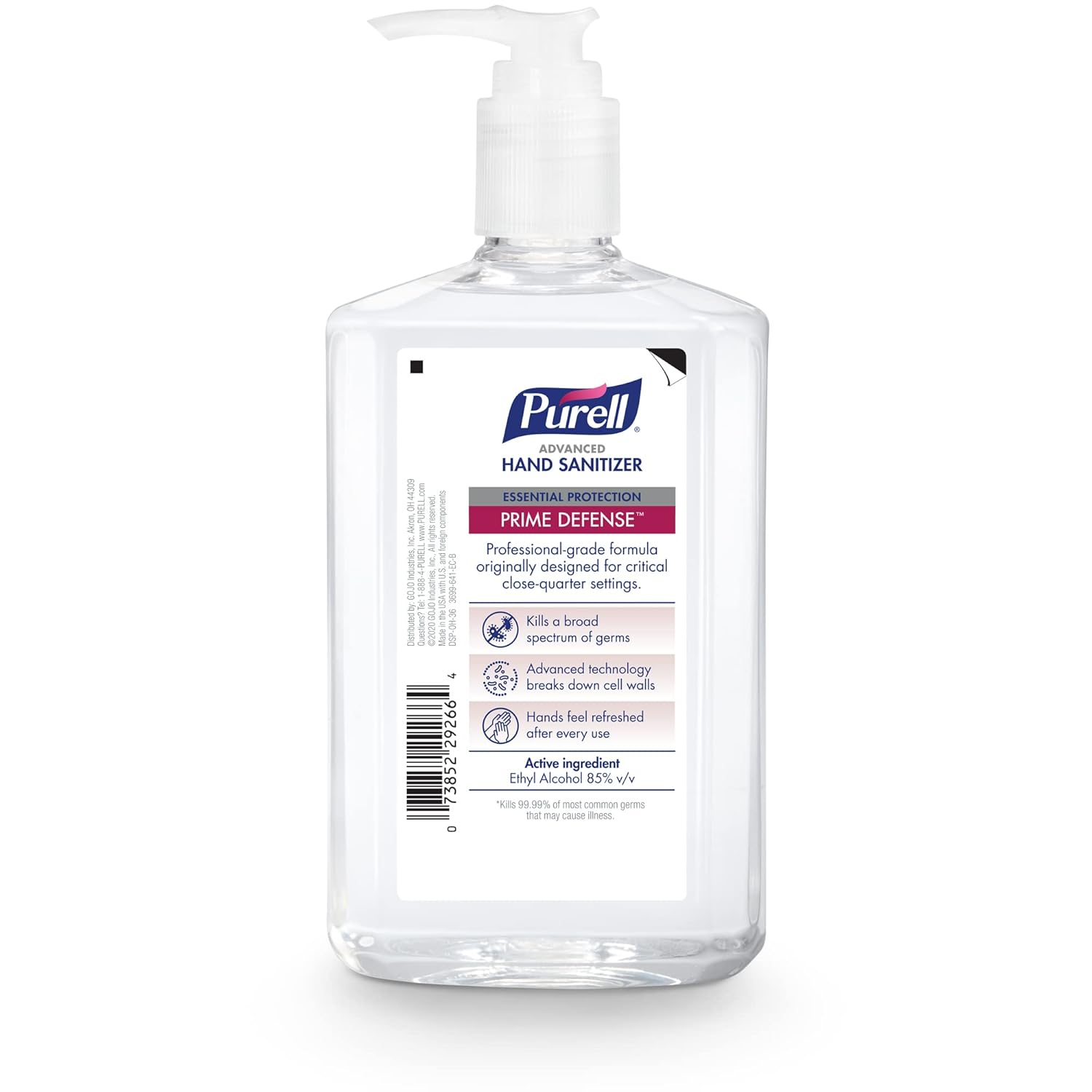 PURELL PRIME DEFENSE Advanced Hand Sanitizer, 85%, Maximum Strength Formula, 12 fl oz Pump Bottles (Pack of 4) - 3699-06-EC2 : Health & Household