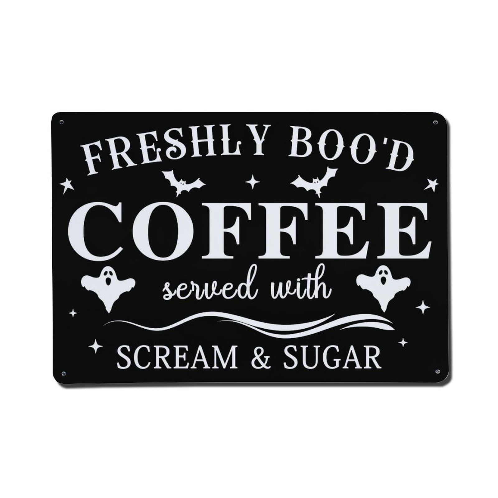 Jdfenggu Vintage Freshly Bood Coffee Scream Sugar Retro Metal Tin Sign, Metal Poster For Bar, Home, Man Cave, Kitchen, Laundry Room Art Decor 8X12 Inch