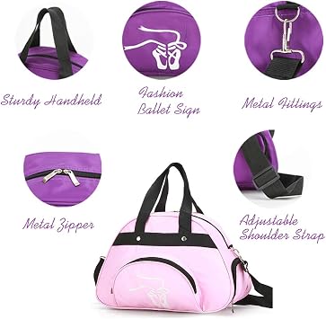 WEISIPU Nylon Dance Duffle Bag, Gym Bag for Women, Garment Shoe Dance Sports Bags Ballet Slippers, Pink