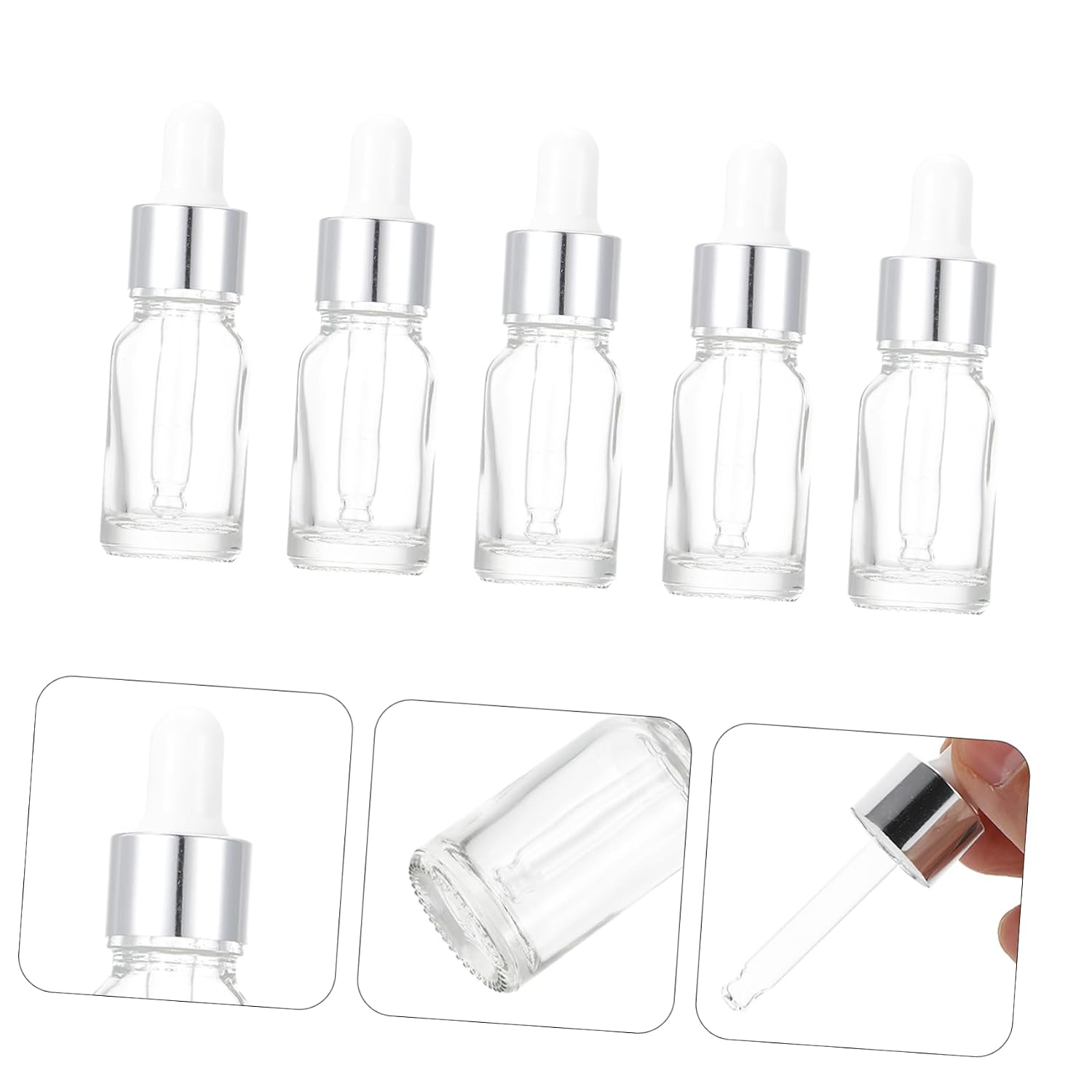 10Pcs Glass Essential Oil Dropper Bottles Refillable Storage Containers for Perfume Aromatherapy Makeup and Portable for Travel Toiletries