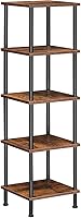 HOOBRO 5-Tier Corner Shelf Stand, Rustic Brown Black Plant Bookcase for Small Spaces, Easy No-Tool Assembly BF50CJ01
