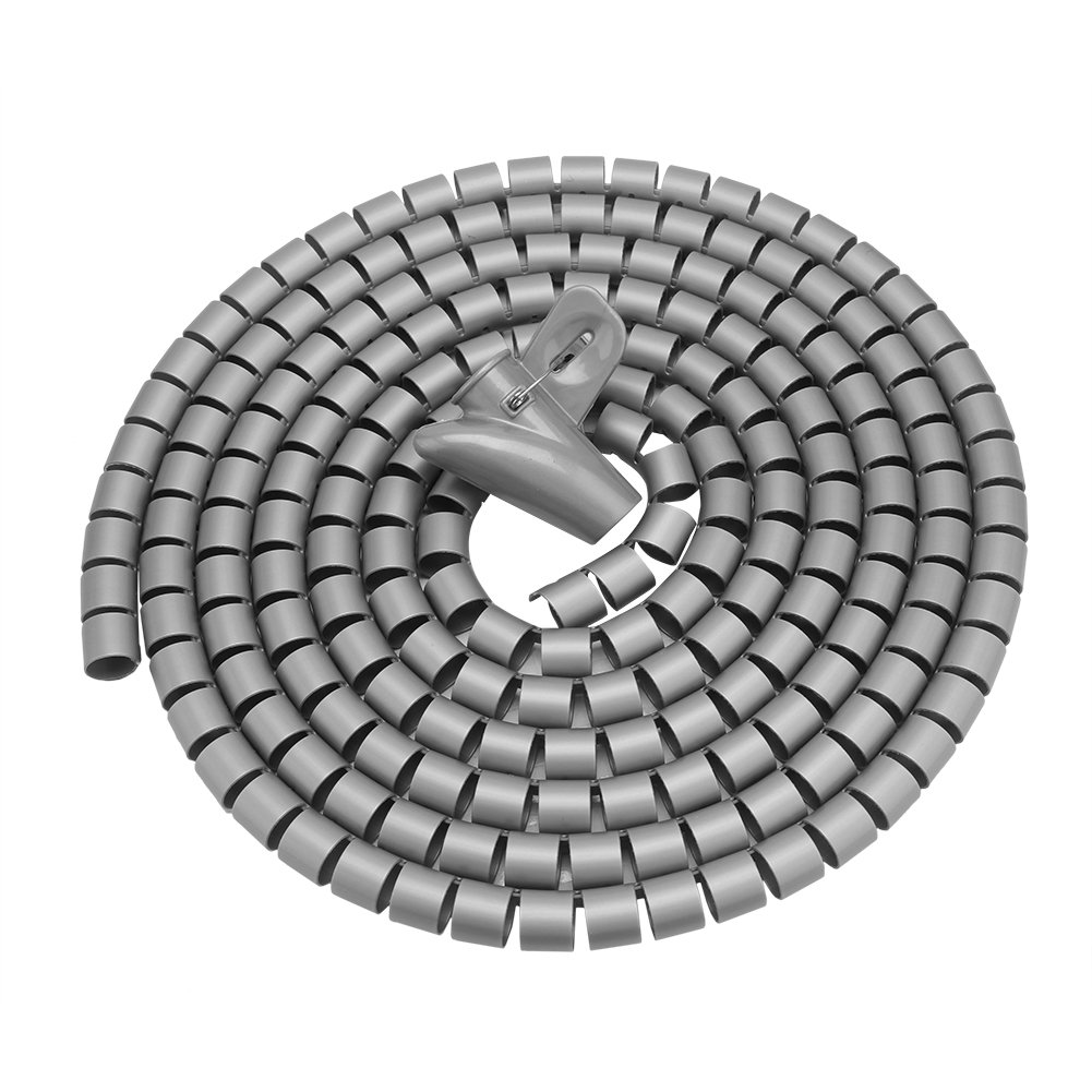 Wąż kablowy ze środkiem do ciągnięcia, dostępne w wielu kolorach i rozmiarach, elastyczny, trwały spiralny organizer do kabli organizator kabli (srebrny 3,0 m * 16 mm)