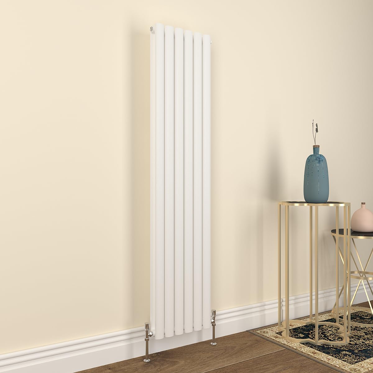 GY Bath Vertical Radiator White Oval Column Designer 1600x354mm Double Modern Central Heating Rads
